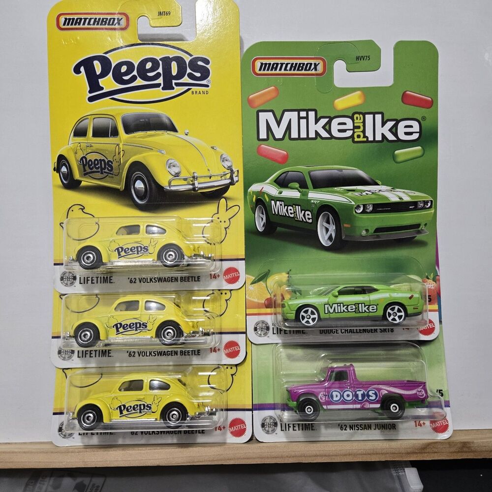 2026 Matchbox Peeps Mike and Ike, Dots Candy Themed lot of cars truck